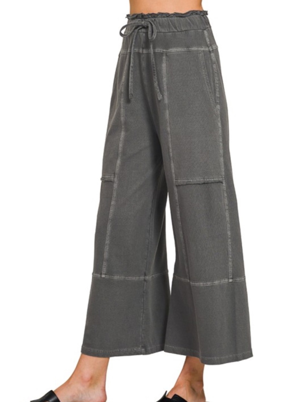 FRENCH TERRY WASHED EXPOSED-SEAM WIDE LEG - Picture 2 of 2